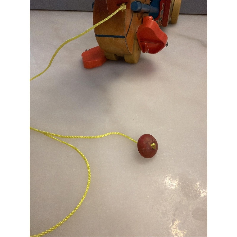 Vintage 1950s Fisher Price Wooden Musical Duck Pull Toy w/ Replaced Pull String - Picture 16 of 16